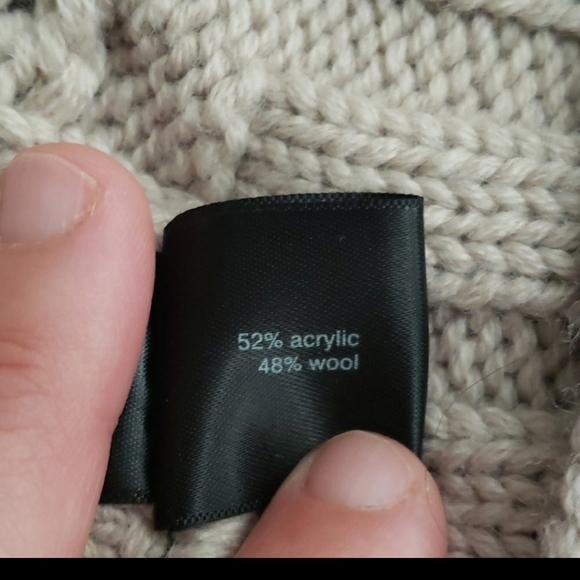 The Limited M snap button cowl neck wool blend cableknit cardigan top - Picture 10 of 10